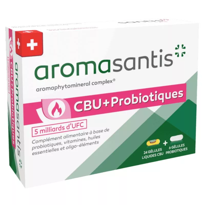 CBU + Probiotiques Aromasantis® Santis Pharma - 24 gélules liquide + 6 gélules pro biotiques