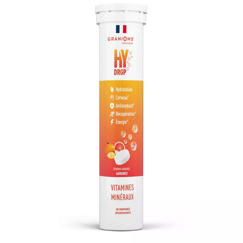 Pastilles d'hydratation 5 en 1 goût agrumes Hydrop Granions - 20 comprimés