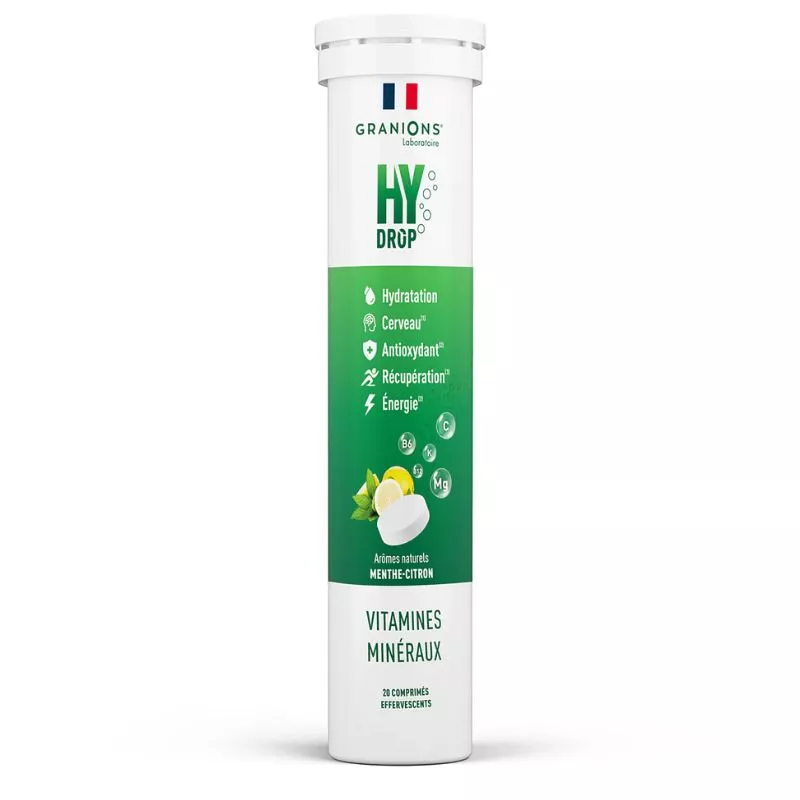 Pastilles d'hydratation 5 en 1 goût menthe citron Hydrop Granions - 20 comprimés