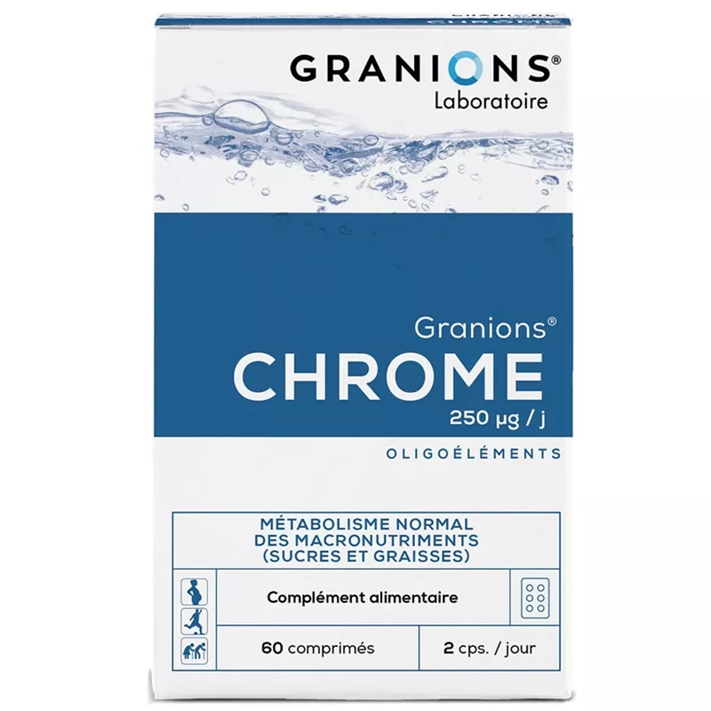Chrome 250 μg Granions - Maintien d'une glycémie normale - 60 comprimés à croquer