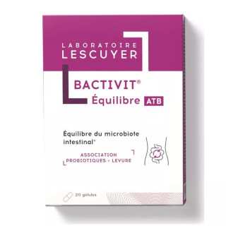 Bactivit Équilibre ATB microbiote intestinal Laboratoires Lescuyer - 20 gélules