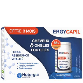 Ergycapil Nutergia - Renforcement cheveux et ongles - 3 x 90 gélules