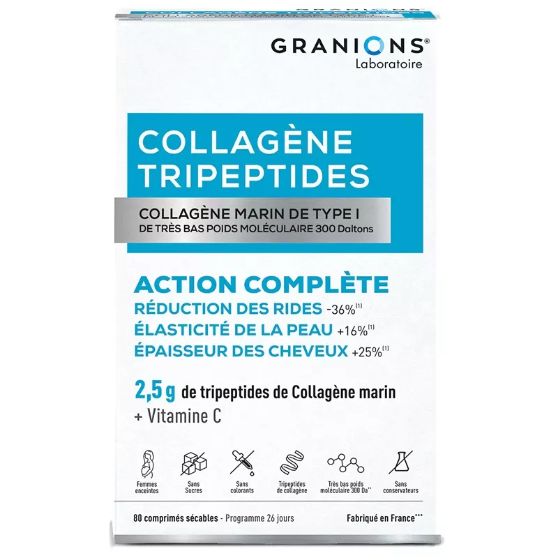 Collagène Tripeptides Marin type I Granions - Peau et cheveux - 80 comprimés