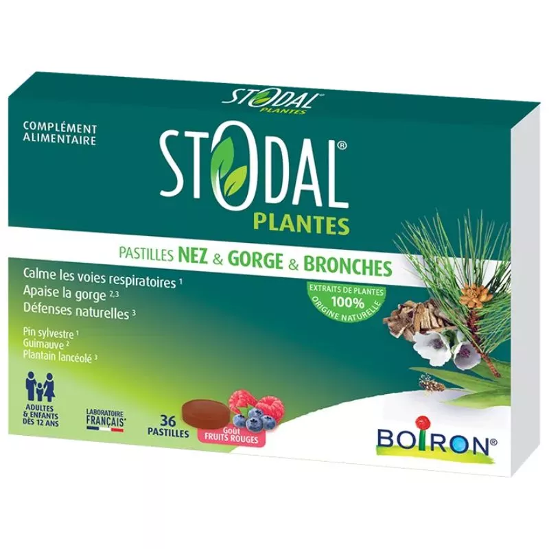 Pastilles nez, gorge & bronches Stodal Plantes® Boiron - Fruits Rouges - 36 pastilles