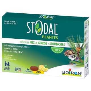 Pastilles nez, gorge & bronches Stodal Plantes® Boiron - Citron - 36 pastilles