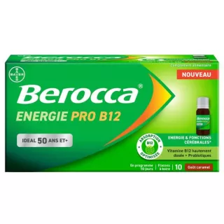 Berocca Énergie Pro B12 50 ans et + Bayer - 10 flacons de 10 ml