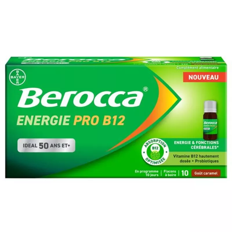 Berocca Énergie Pro B12 50 ans et + Bayer - 10 flacons de 10 ml