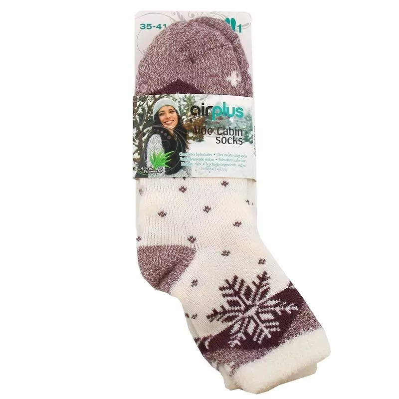 Chaussettes hydratantes femme Flocon parme Aloe Cabin Socks AirPlus - 35-41