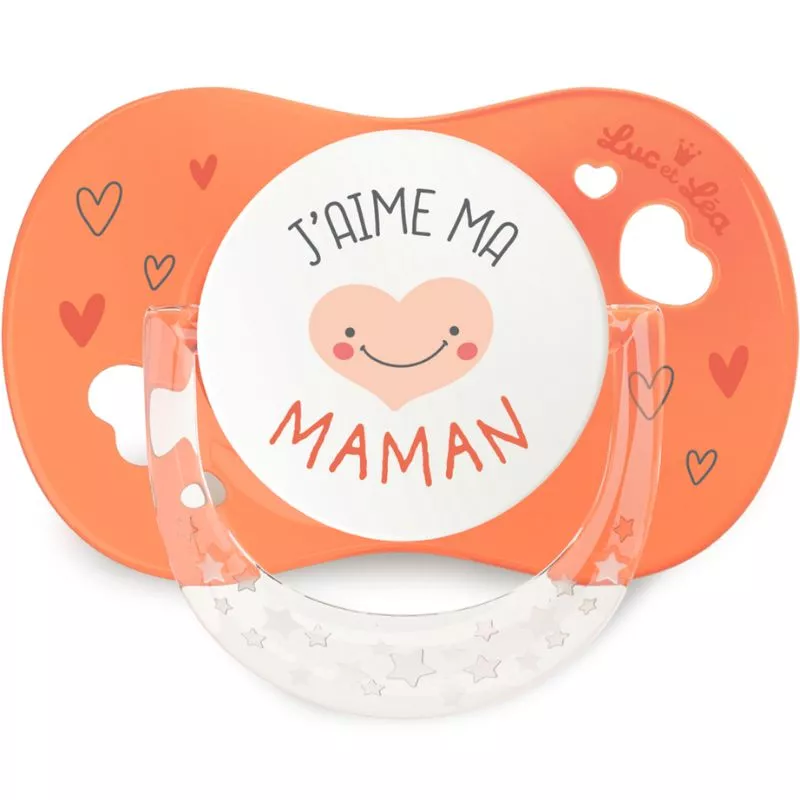 Sucette anatomique avec anneau 6-18m Confort+ "J'aime ma maman" Luc et Léa - x 1