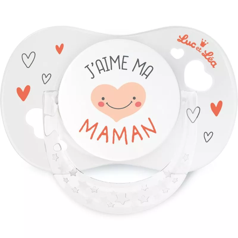 Sucette anatomique avec anneau 0-6m Confort+ "J'aime ma maman" Luc et Léa - x 1