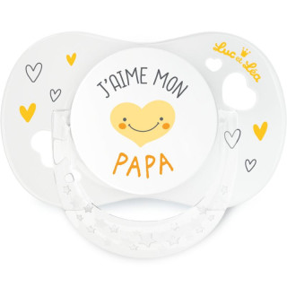 Sucette anatomique avec anneau 0-6m Confort+ "J'aime mom papa" Luc et Léa - x 1