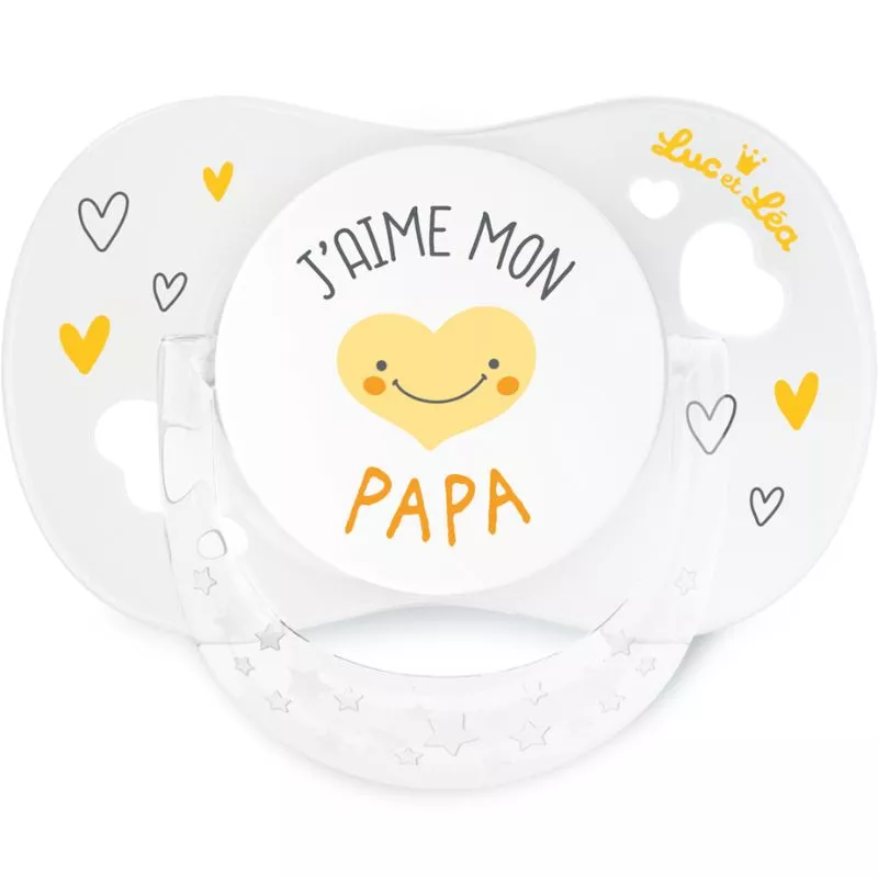 Sucette anatomique avec anneau 0-6m Confort+ "J'aime mom papa" Luc et Léa - x 1