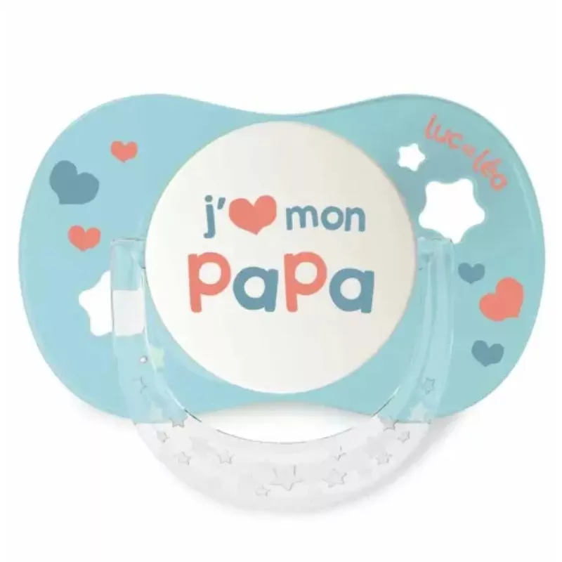 Sucette anatomique avec anneau +18m Confort+ "J'aime mom papa" Luc et Léa - x 1