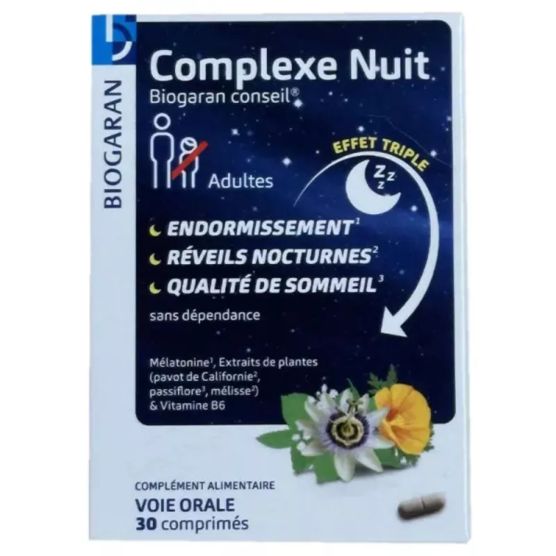 Complexe Nuit Biogaran - Sommeil et Endormissement - 30 comprimés
