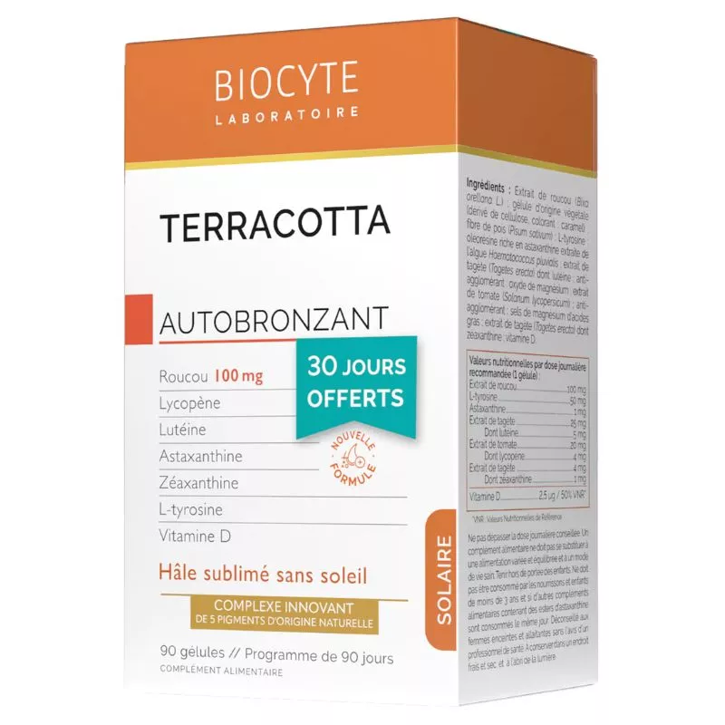 Terracotta autobronzant Biocyte - Hâle sublimé sans soleil - 90 comprimés