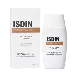 Fluide solaire teinté visage très haute protection SPF50+ FotoUltra 100 Active Unify Color ISDIN - 50ml