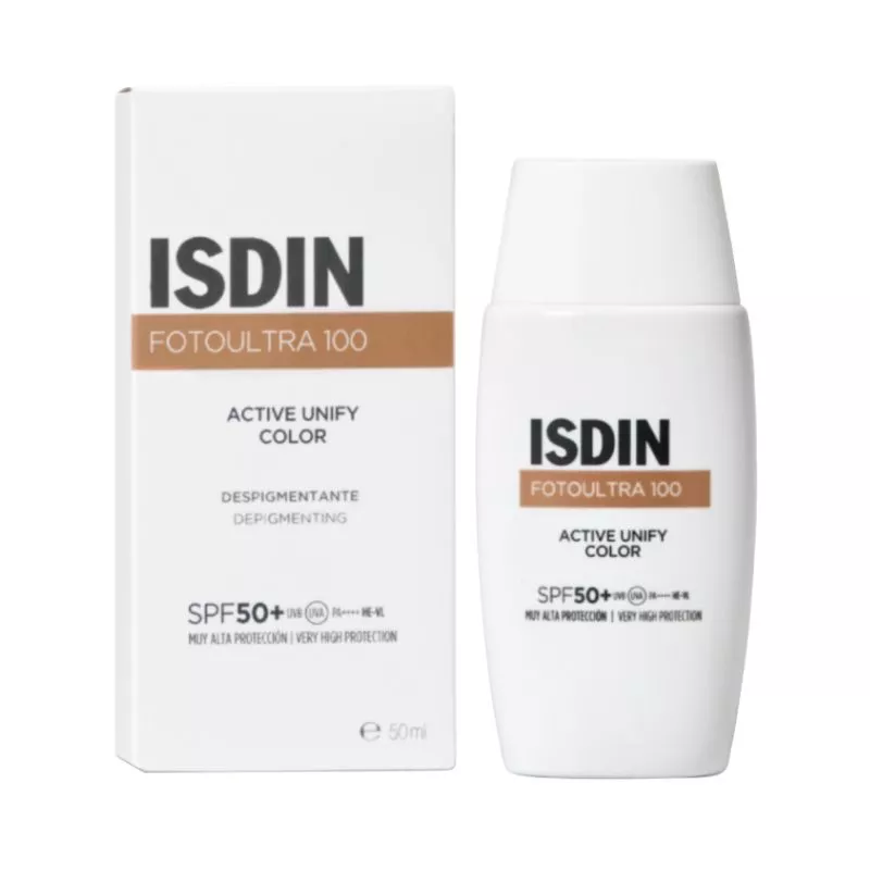 Fluide solaire teinté visage très haute protection SPF50+ FotoUltra 100 Active Unify Color ISDIN - 50ml