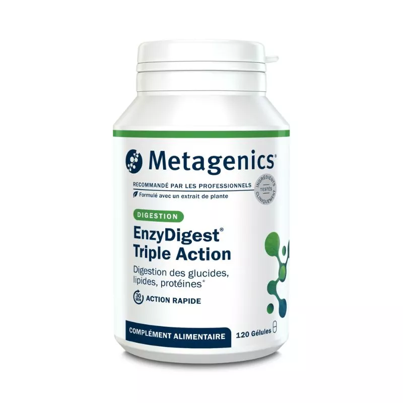EnzyDigest Triple Action Metagenics - Digestion des glucides, lipides, protéines - 120 gélules