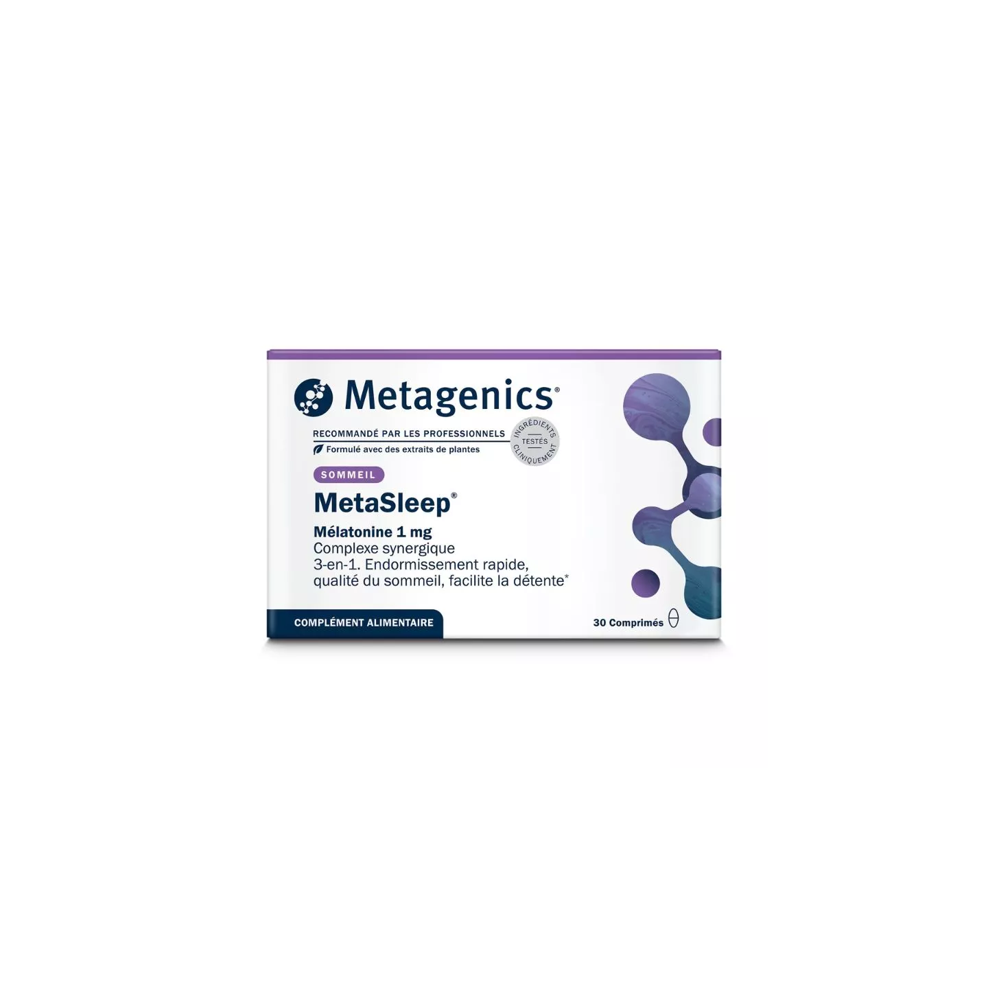 MetaSleep mélatonine 1mg Metagenics - Endormissement rapide - 30 comprimés