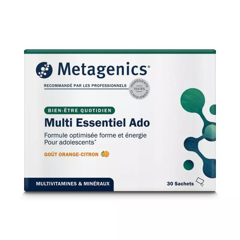 Multi Essentiel Ado Metagenics - Forme et énergie - 30 sachets citron-orange