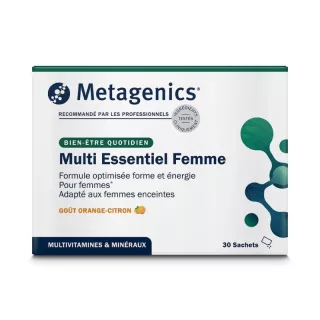 Multi Essentiel Femme Metagenics - Forme et énergie - 30 sachets citron-orange