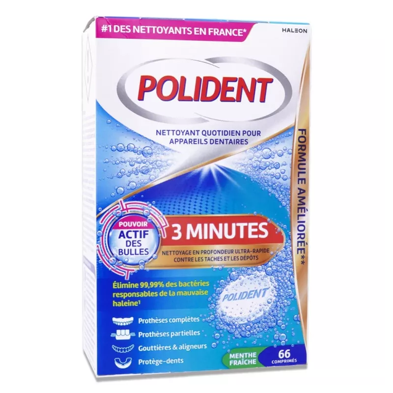Polident Nettoyant 3 Minutes 66 Comprimés