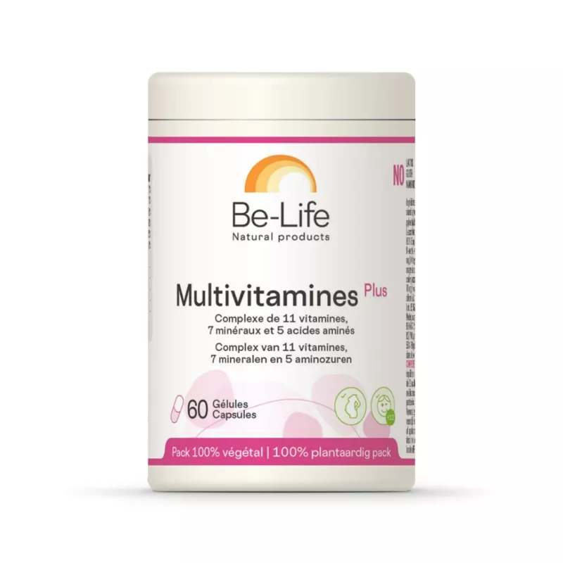 Multivitamines Plus Be-Life - 11 vitamines, 7 minéraux et 5 acides aminés - 60 gélules