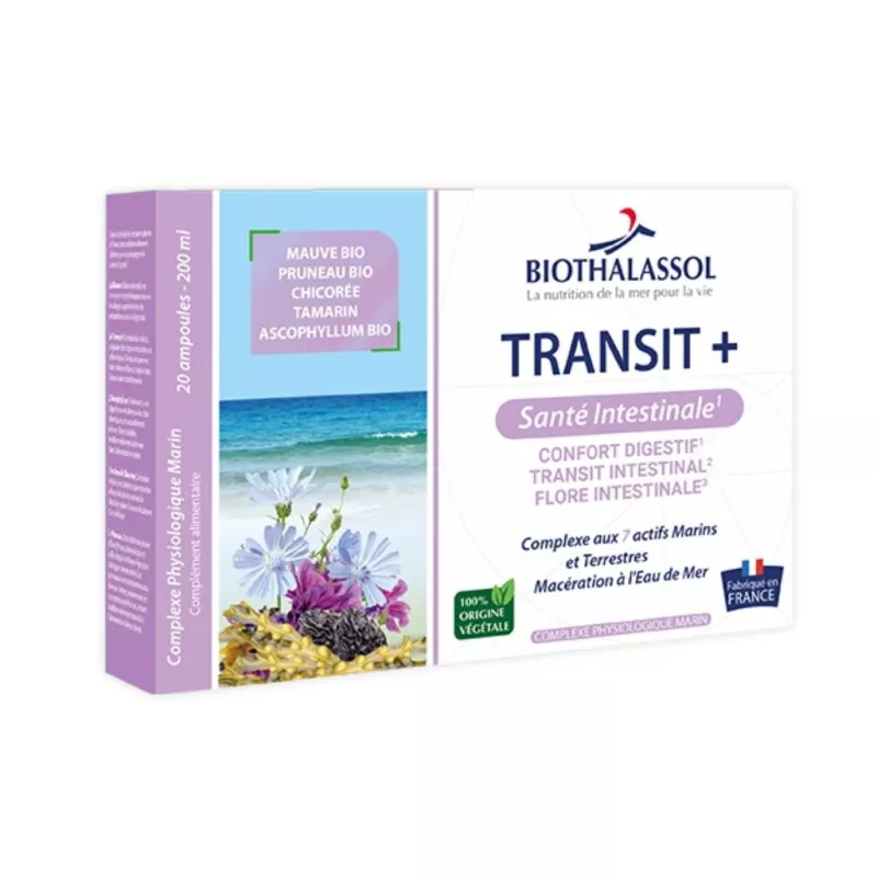 Transit + Biothalassol - Santé intestinale - 20 ampoules de 10ml