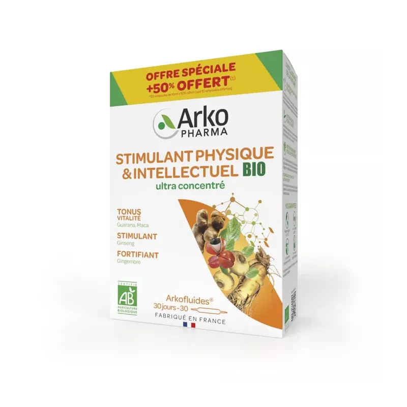 Arkofluides Stimulant physique et intellectuel Bio - 20 ampoules c'est sur Purepara.com