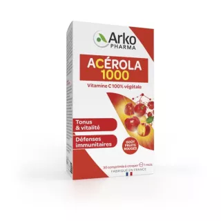 Acérola 1000 Azinc Arkopharma - Vitamine C - 30 comprimés à croquer