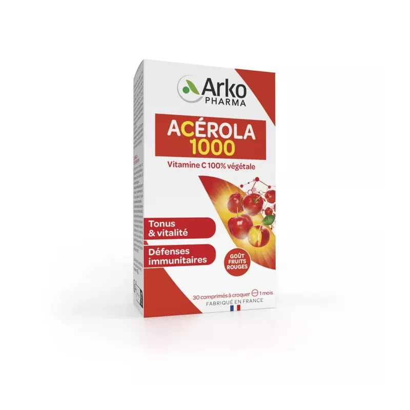 Acérola 1000 Azinc Arkopharma - Vitamine C - 30 comprimés à croquer