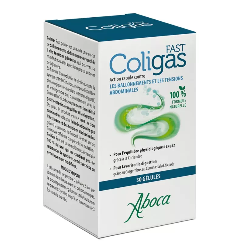 Coligas Fast Aboca - Ballonnements & tensions abdominales - 30 Gélules