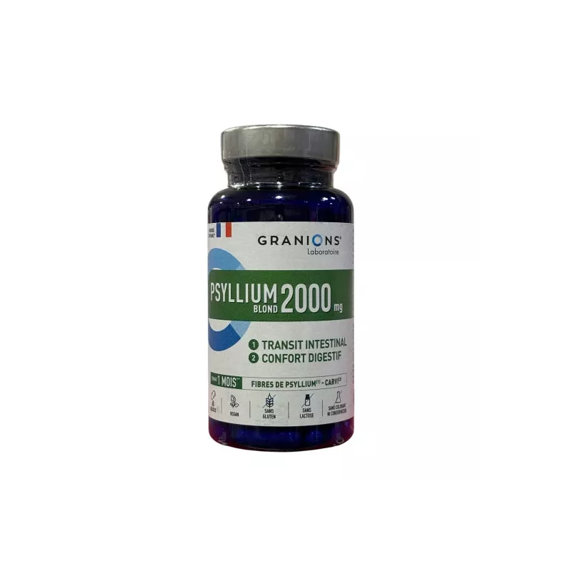 Psyllium Blond 1000mg Granions - Transit intestinal - 60 gélules