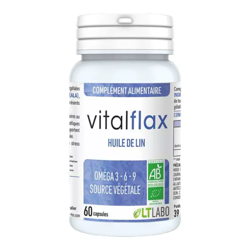 VitalFlax Oméga 3 Bio LT Labo - Équilibre émotionnel - 60 capsules