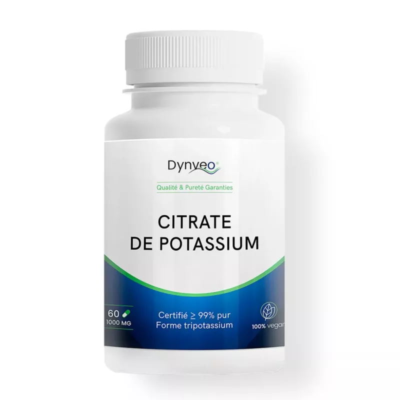 Citrate de Potassium Dynveo - Pression sanguine, fonction musculaire et nerveuse - 60 gélules