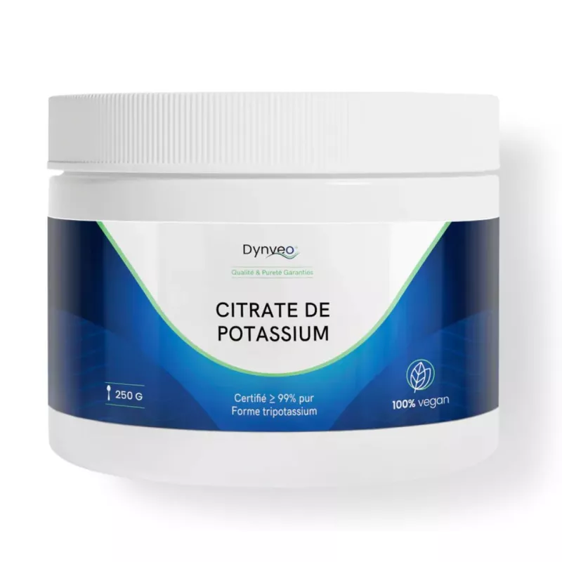 Citrate de Potassium Dynveo - Pression sanguine, fonction musculaire et nerveuse - 250g