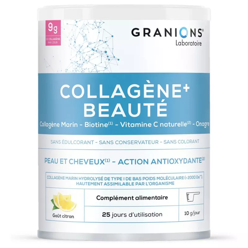 Collagène+ Beauté goût pomme Granions - Action antioxydante peau & cheveux - 220g