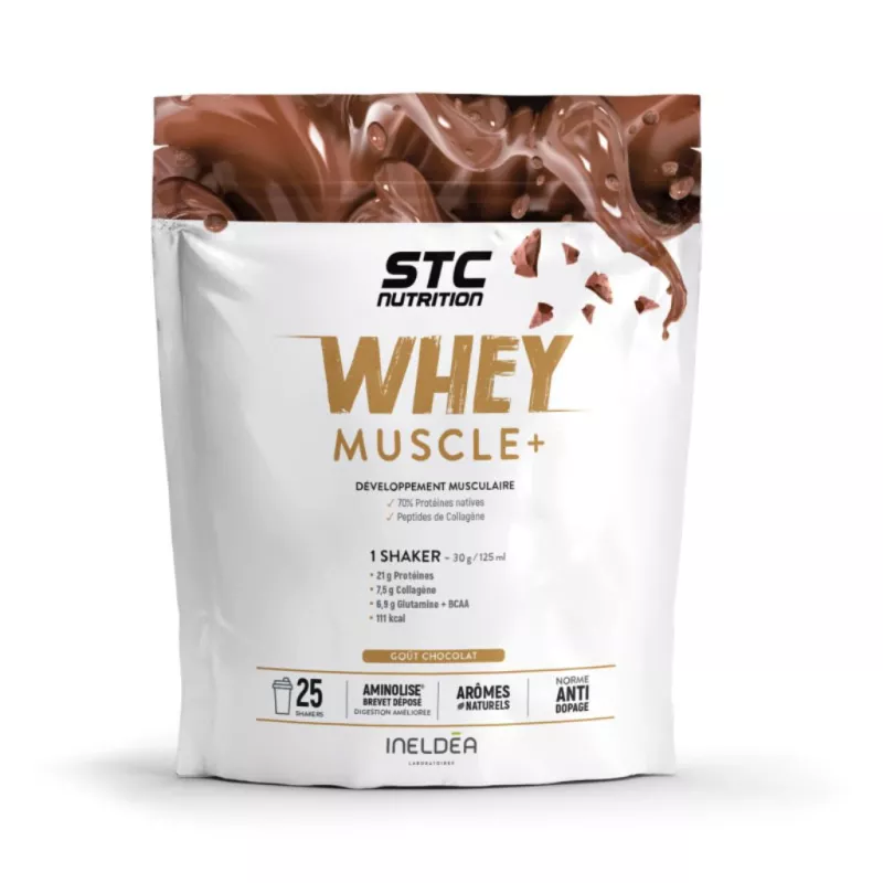 Whey Muscle Protéines Natives saveur chocolat STC Nutrition Ineldea - 750g