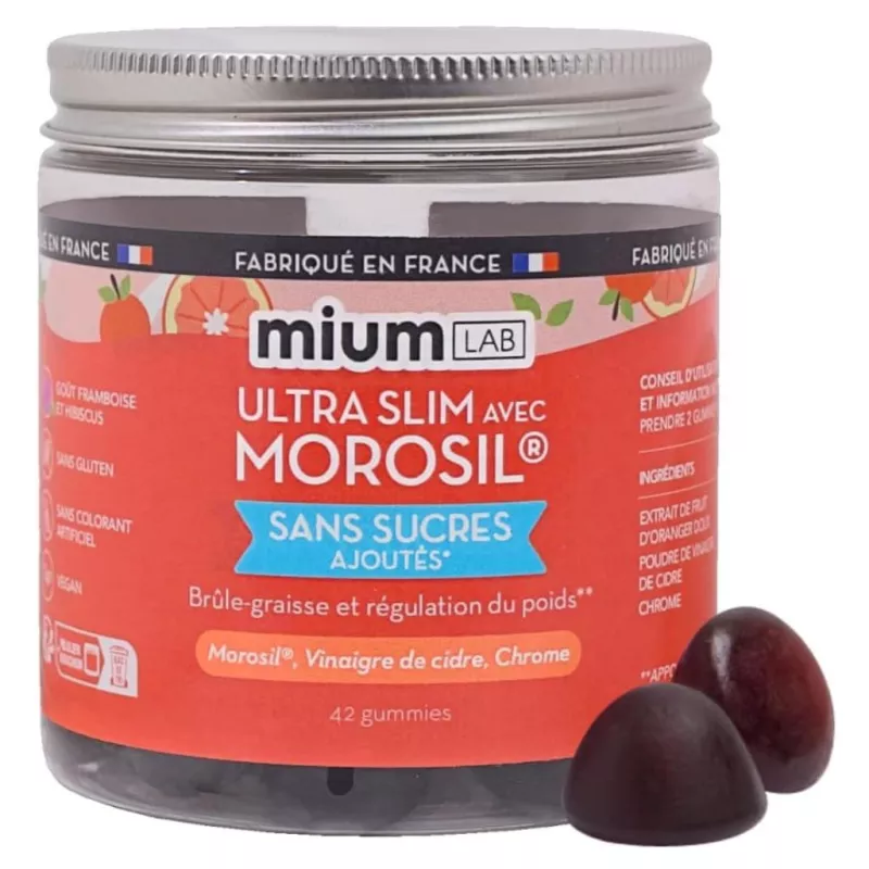 Gummies Ultra Slim avec Morosil sans sucre Mium Lab - Brûle-graisse - 42 gummies
