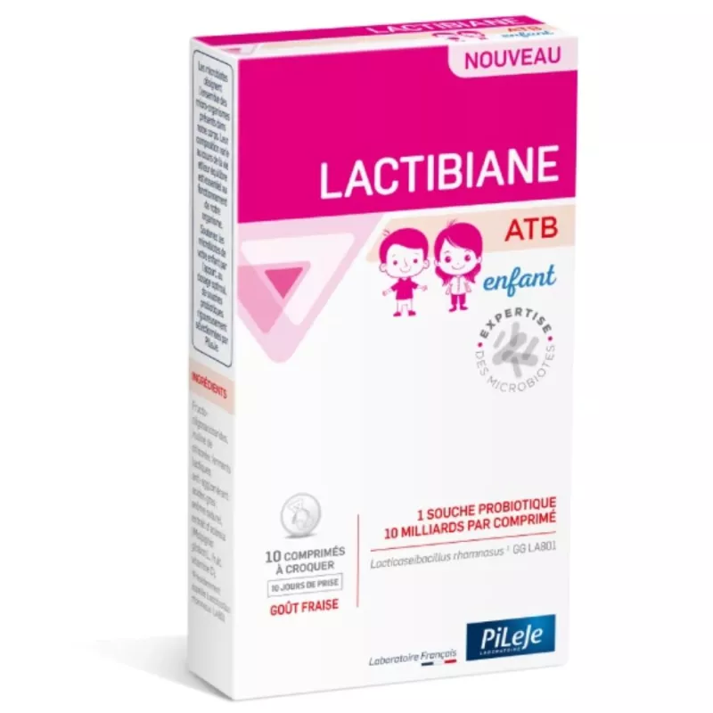 Lactibiane ATB Enfant Pileje - Souche probiotique - 10 comprimés à croquer Fraise