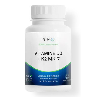 Vitamine D3 + K2 MK7 2000 UI Dynveo - Immunité & capital osseux - 60 gélules
