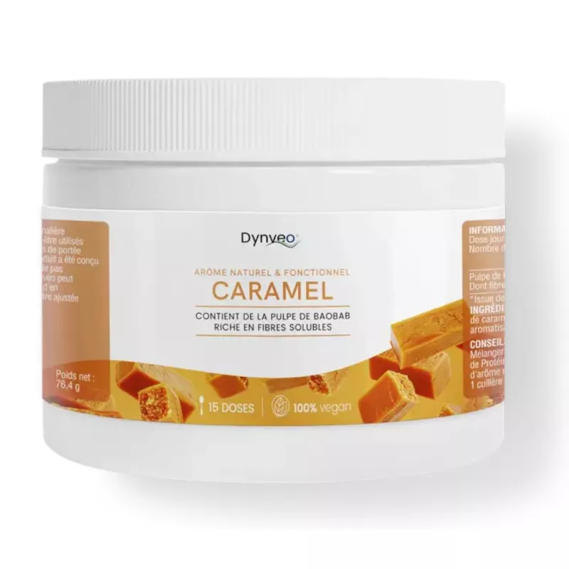 Arôme naturel et fonctionnel Caramel Dynveo - Poudre aromatique de Baobab Bio - 15 doses