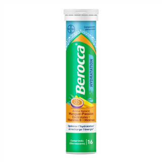 Berocca Hydratation Mangue-passion Bayer - Électrolytes & vitamines - 16 comprimés effervescents