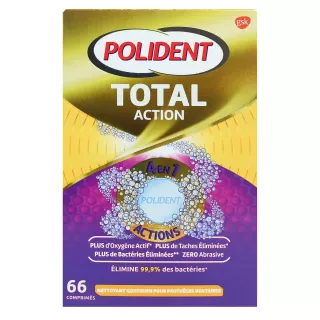 Nettoyant appareils dentaires Total Action de Polident - 66 comprimés