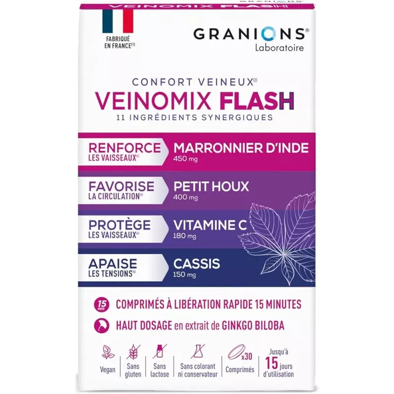 Veinomix Flash 1200mg Granions - Confort veineux - 30 comprimés