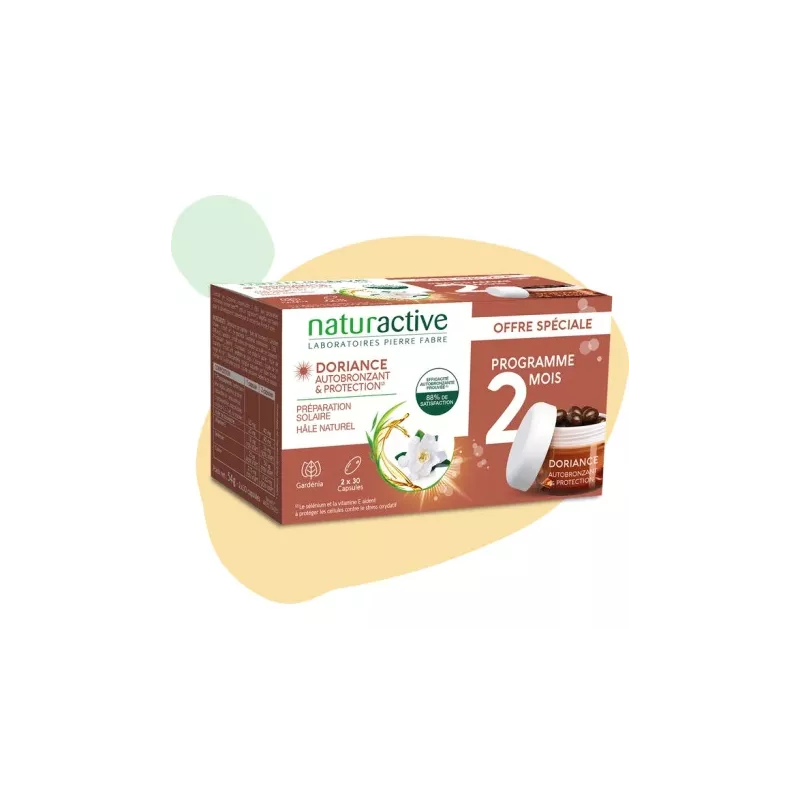 Autobronzant & protection Doriance Naturactive 2 x 30 capsules + Bracelet Offert