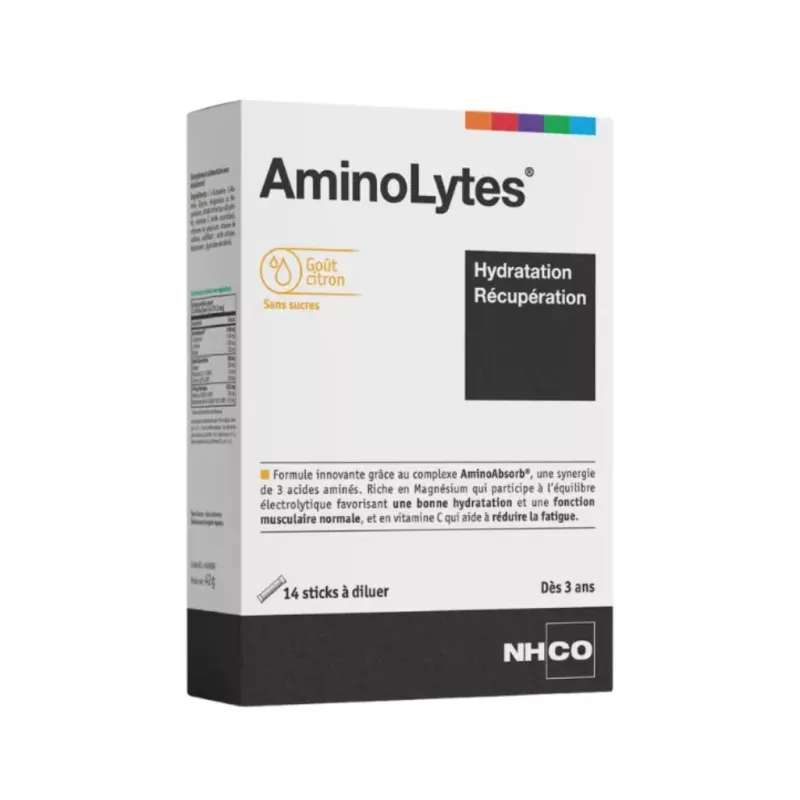 AminoLytes NHCO - Hydratation & récupération - 14 sticks à diluer goût citron
