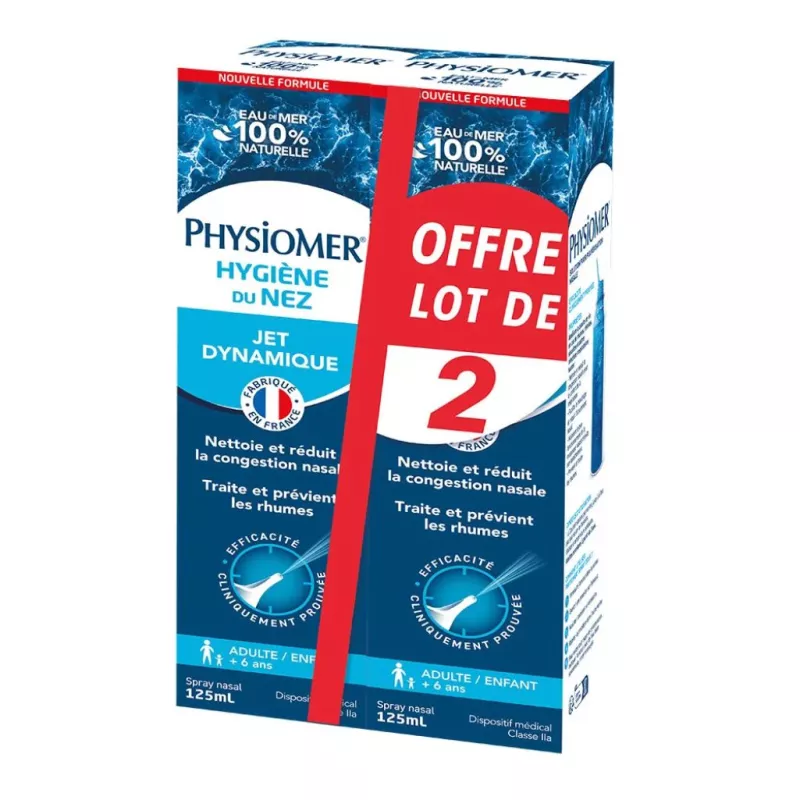 Spray nasal hygiène du nez Jet dynamique adultes & enfants Physiomer - 2 x 125ml