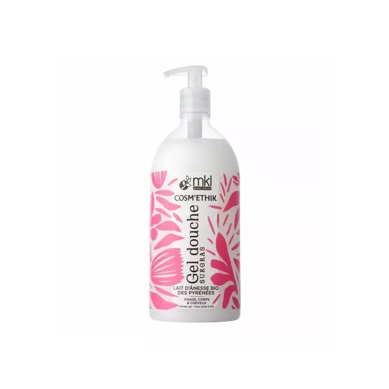 Gel douche au lait d’ânesse Bio des Pyrénées MKL - Visage et corps - 1L
