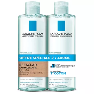 Eau micellaire Ultra Effaclar La Roche-Posay - Peaux grasses & sensibles - 2 x 400ml
